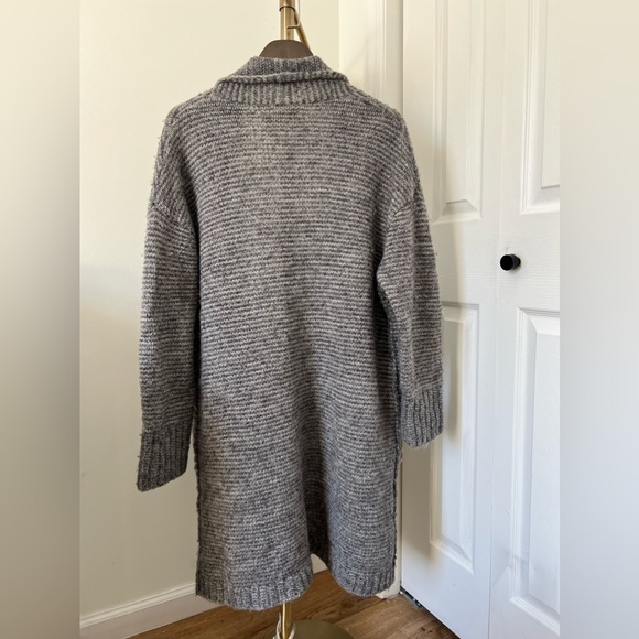Ann Taylor LOFT Gray Wool long open Cardigan | Large - Picture 7 of 9